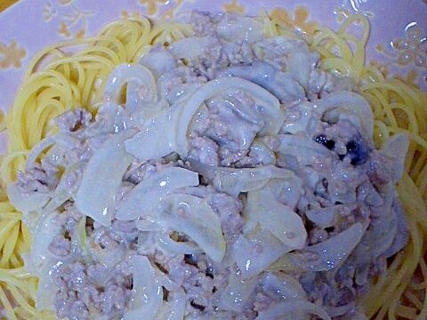 ひき肉のクリームパスタ